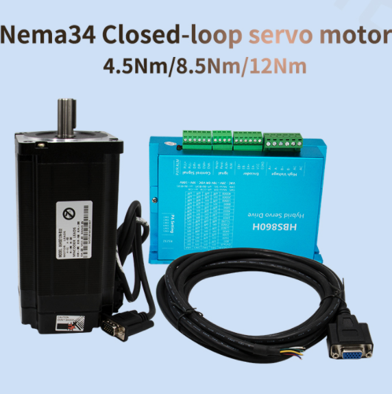 Nema34 close loop 4.5Nm stepper motor +HBS860H Hybrid driver+400w60v power supply +MACH3 controller board for cnc